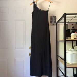 MIDHEAVEN black one shoulder sleeveless knit modal maxi dress